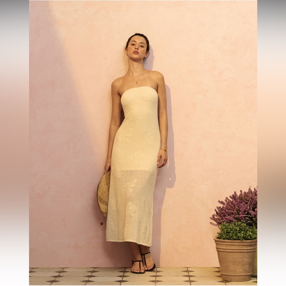 Strapless Crochet-Style Maxi Dress